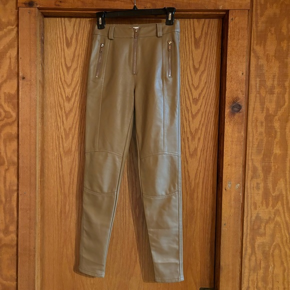TOPSHOP Faux Leather Pants Tan 6 - Picture 6 of 9